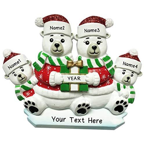 Polar Bear Family Personalized Ornament (Family of 4)