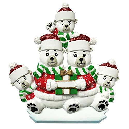 Polar Bear Family Personalized Ornament (Family of 5)