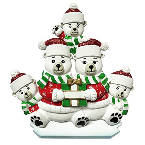 Polar Bear Family Personalized Ornament (Family of 5)