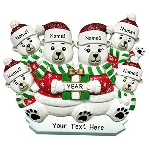 Polar Bear Family Personalized Ornament (Family of 6)
