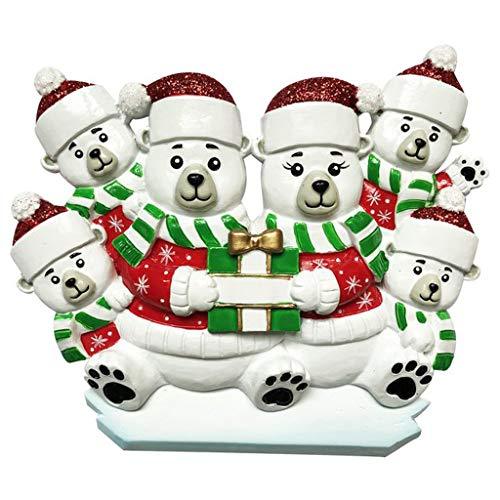 Polar Bear Family Personalized Ornament (Family of 6)