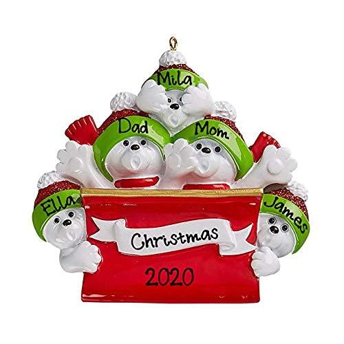 Polar Bear Family Personalized Ornament (Polar Bear Family of 5)