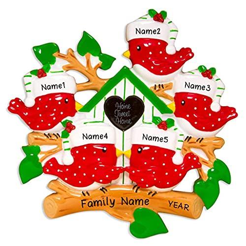 Red Bird Cardinal Home Sweet Home Ornament (Family of 5) Default Title