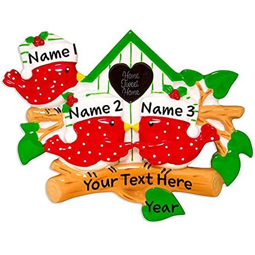 Red Bird Cardinal Ornament (Family of 3)