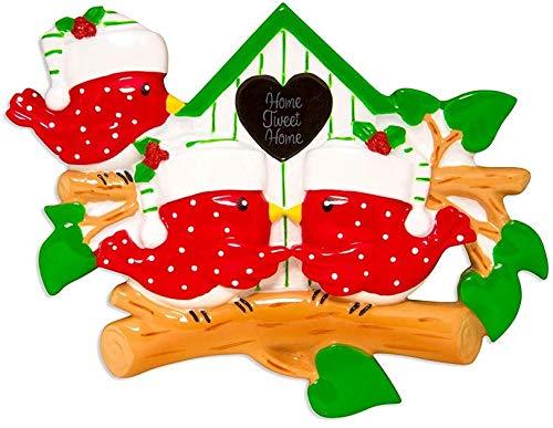 Red Bird Cardinal Ornament (Family of 3)