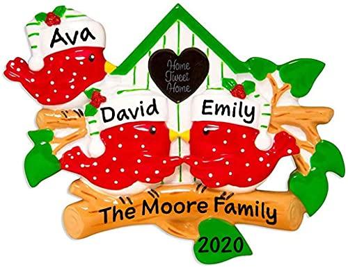 Red Bird Cardinal Ornament (Family of 3)