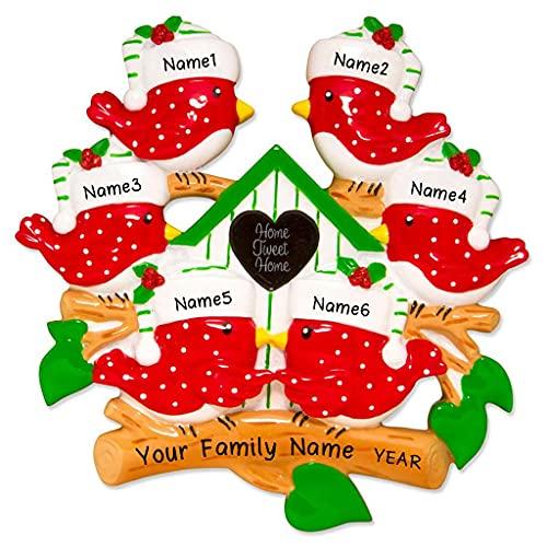 Red Bird Cardinal Ornament (Family of 6)