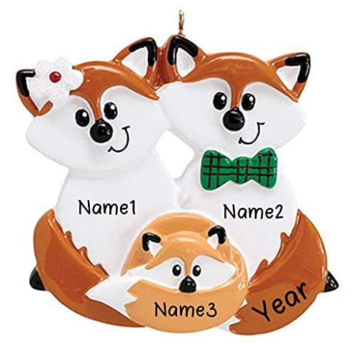 Red Fox Family Personalized Ornament (Family of 3) Default Title