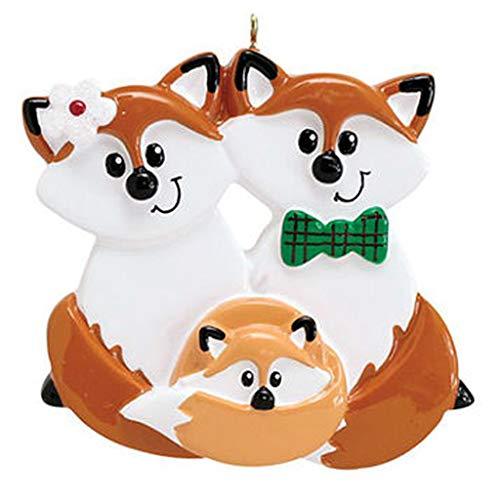 Red Fox Family Personalized Ornament (Family of 3)