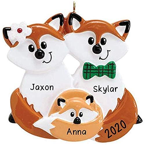 Red Fox Family Personalized Ornament (Family of 3)