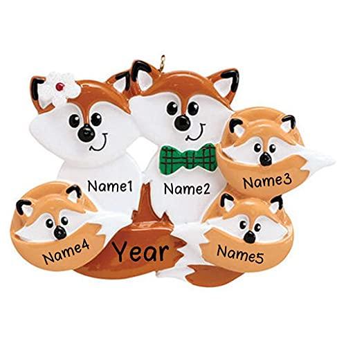 Red Fox Family Personalized Ornament (Family of 5) Default Title