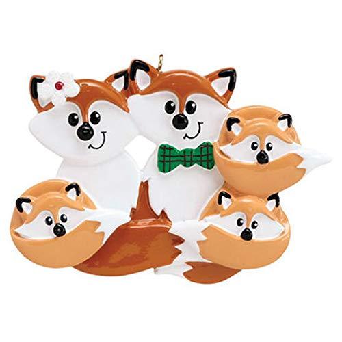 Red Fox Family Personalized Ornament (Family of 5)