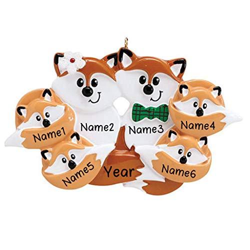 Red Fox Family Personalized Ornament (Family of 6) Default Title