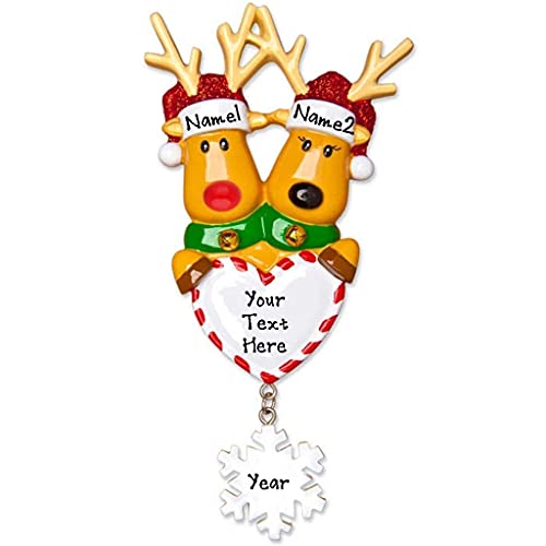 Reindeer Family with Santa Hat Personalized Ornament (Family of 2) Default Title
