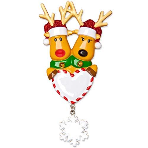 Reindeer Family with Santa Hat Personalized Ornament (Family of 2)