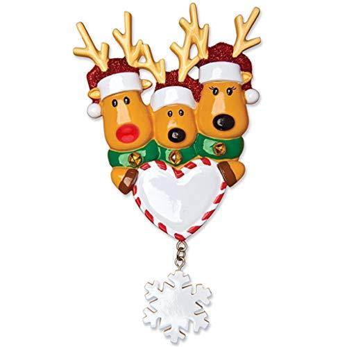 Reindeer Family with Santa Hat Personalized Ornament (Family of 3)