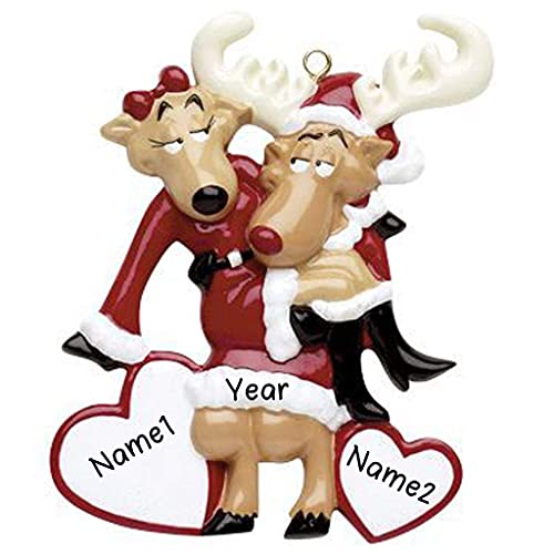 Santa Deer Couple Personalized Ornament Default Title