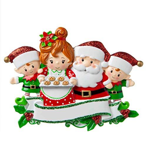Santa & Mrs Claus Personalized Ornament (Family of 4)