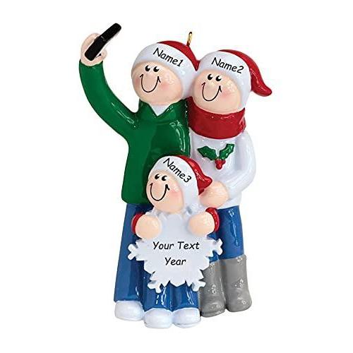 Selfie Couple Personalized Ornament (Family of 3) Default Title