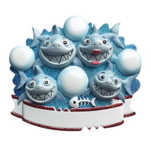 Shark Family Personalized Ornament (Family of 4)