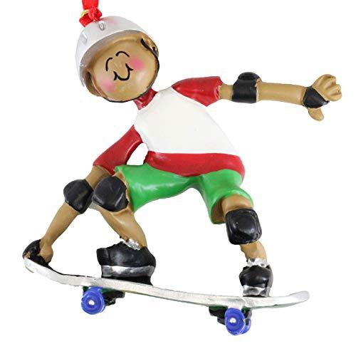 Skateboarder Boy Personalized Ornament (African American Boy) Default Title