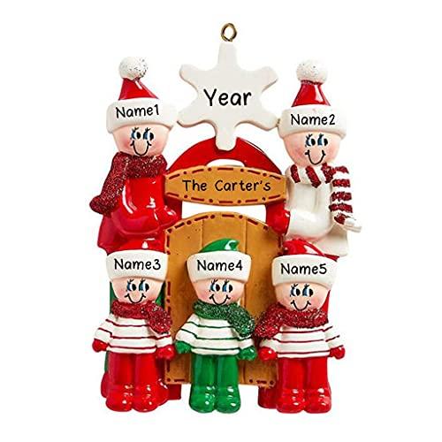 Sledding Family Ornament (Family of 5) Default Title