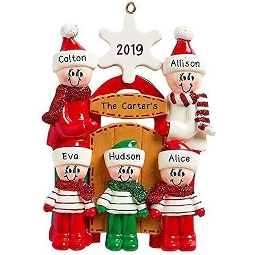 Sledding Family Ornament (Family of 5)