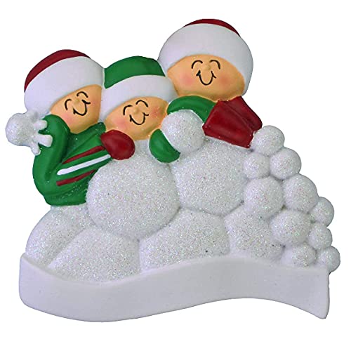 Snowball Family Personalized Ornament (Family of 3)