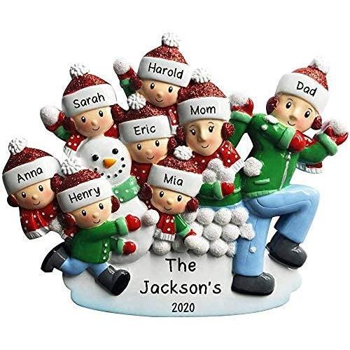 Snowball Fight Family Ornament (Family of 8)