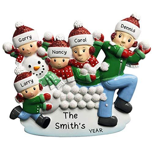 Snowball Fight Family Personalized Ornament (Family of 5) Default Title