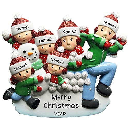 Snowball Fight Family Personalized Ornament (Family of 6) Default Title