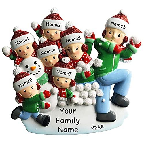 Snowball Fight Family Personalized Ornament (Family of 7) Default Title