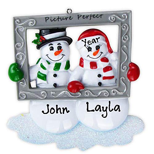 Snowman Couple Christmas Personalized Ornament Default Title