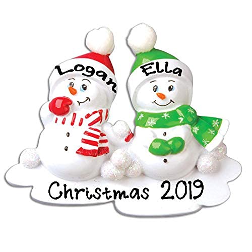 Snowman Couple Personalized Ornament