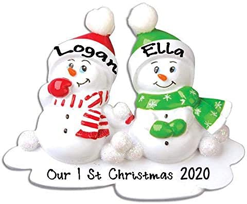 Snowman Couple Personalized Ornament