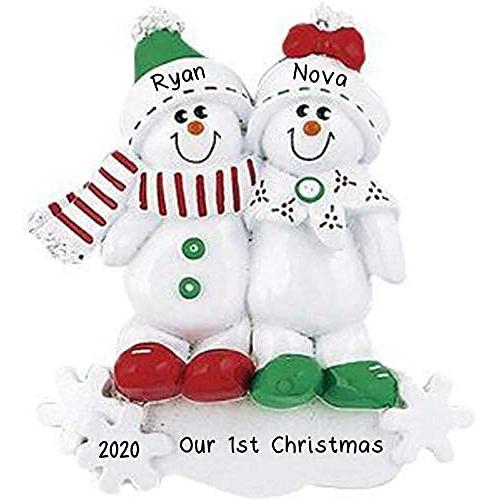 Snowman Sled Personalized Ornament (Family of 2)