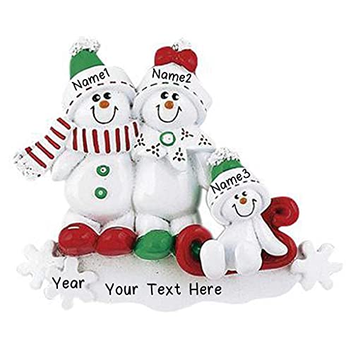 Snowman Sled Personalized Ornament (Family of 3) Default Title
