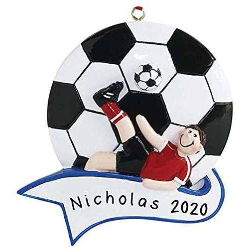 Soccer Ball Personalized Soccer Star Ornament (Soccer Kick Boy)