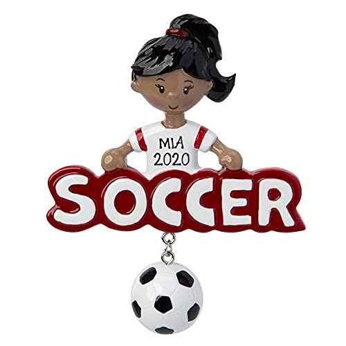 Soccer Girl Personalized Ornament (Red)