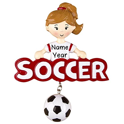 Soccer Girl Personalized Ornament (White) Default Title