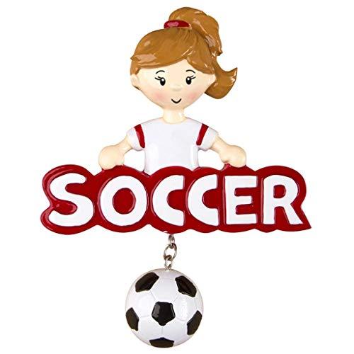 Soccer Girl Personalized Ornament (White)