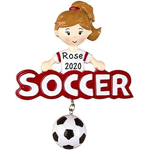 Soccer Girl Personalized Ornament (White)