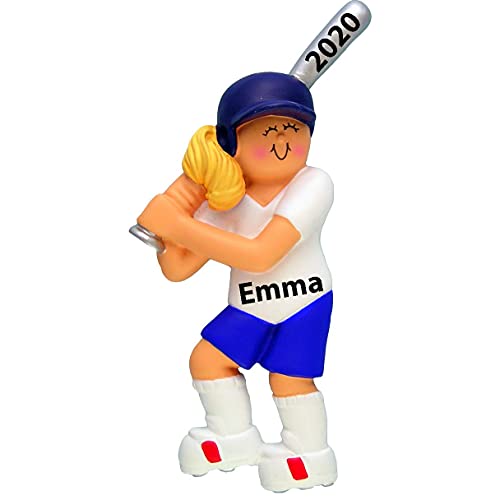 Softball Girl Personalized Ornament (Female Blonde)
