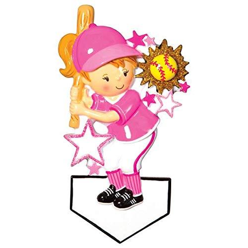 Softball Girl Personalized Ornament (Softball Girl-Pink)