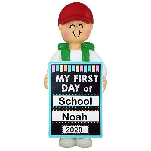 Student Boy Chalkboard Poster Personalized Ornament (Boy First Day) Default Title