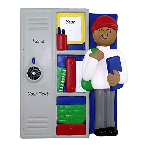 Student Locker Personalized Ornament (Locker With African American Boy) Default Title