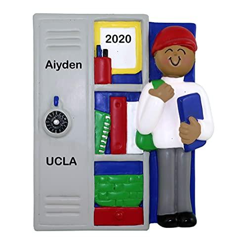 Student Locker Personalized Ornament (Locker With African American Boy)