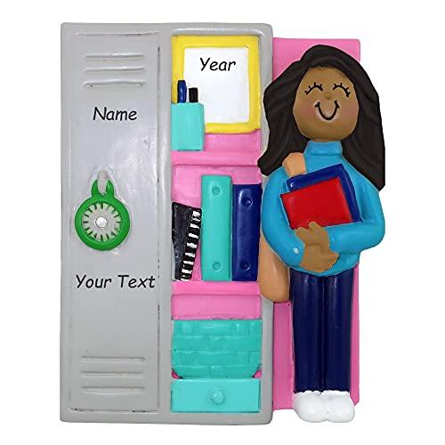 Student Locker Personalized Ornament (Locker With African American Girl) Default Title