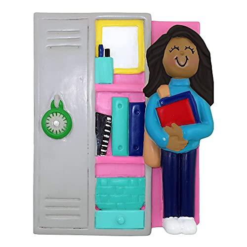 Student Locker Personalized Ornament (Locker With African American Girl)
