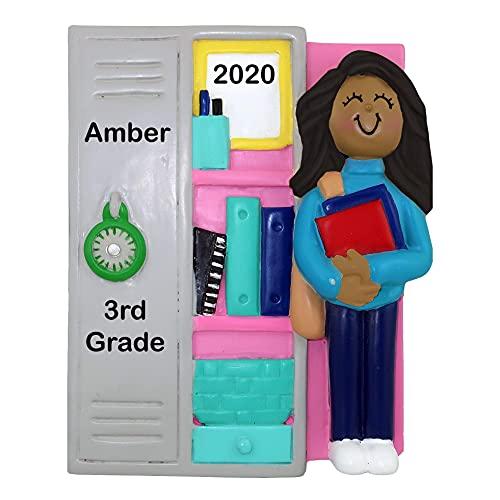 Student Locker Personalized Ornament (Locker With African American Girl)